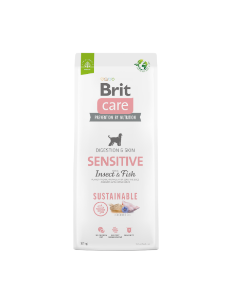 Brit Care Sustainable Sensitive 12KG, Insecte si Peste - hrana uscata caini